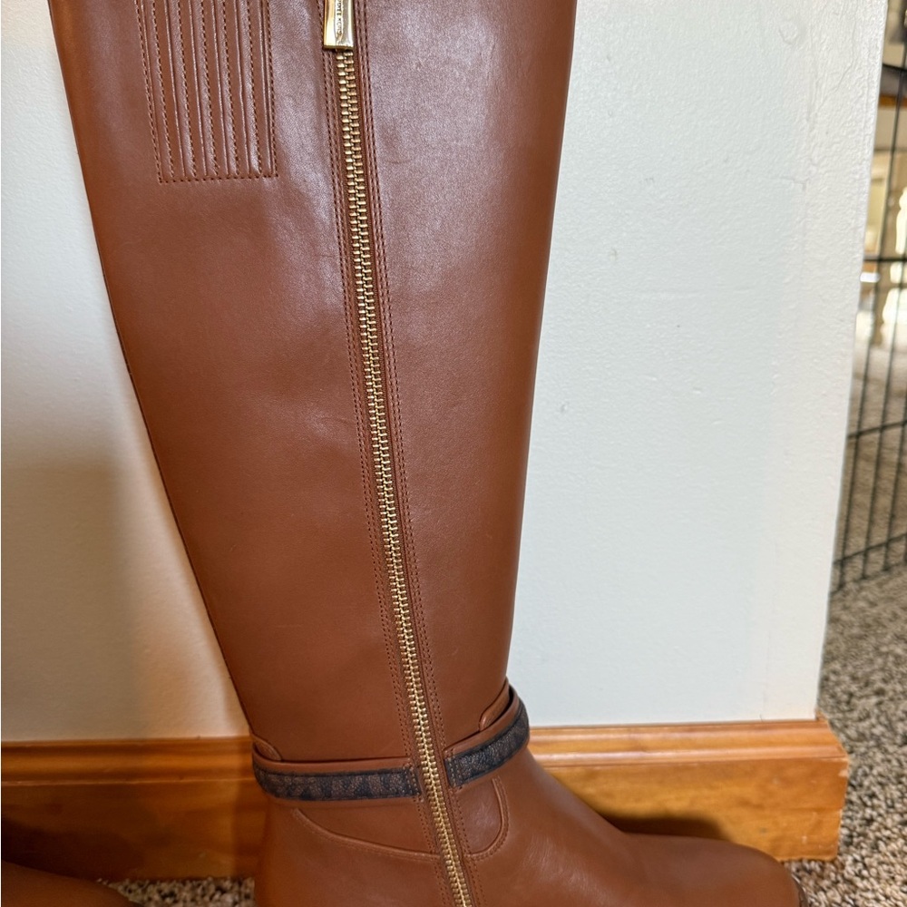 MK Brown Leather Knee-High Boots - Picture 3 of 5